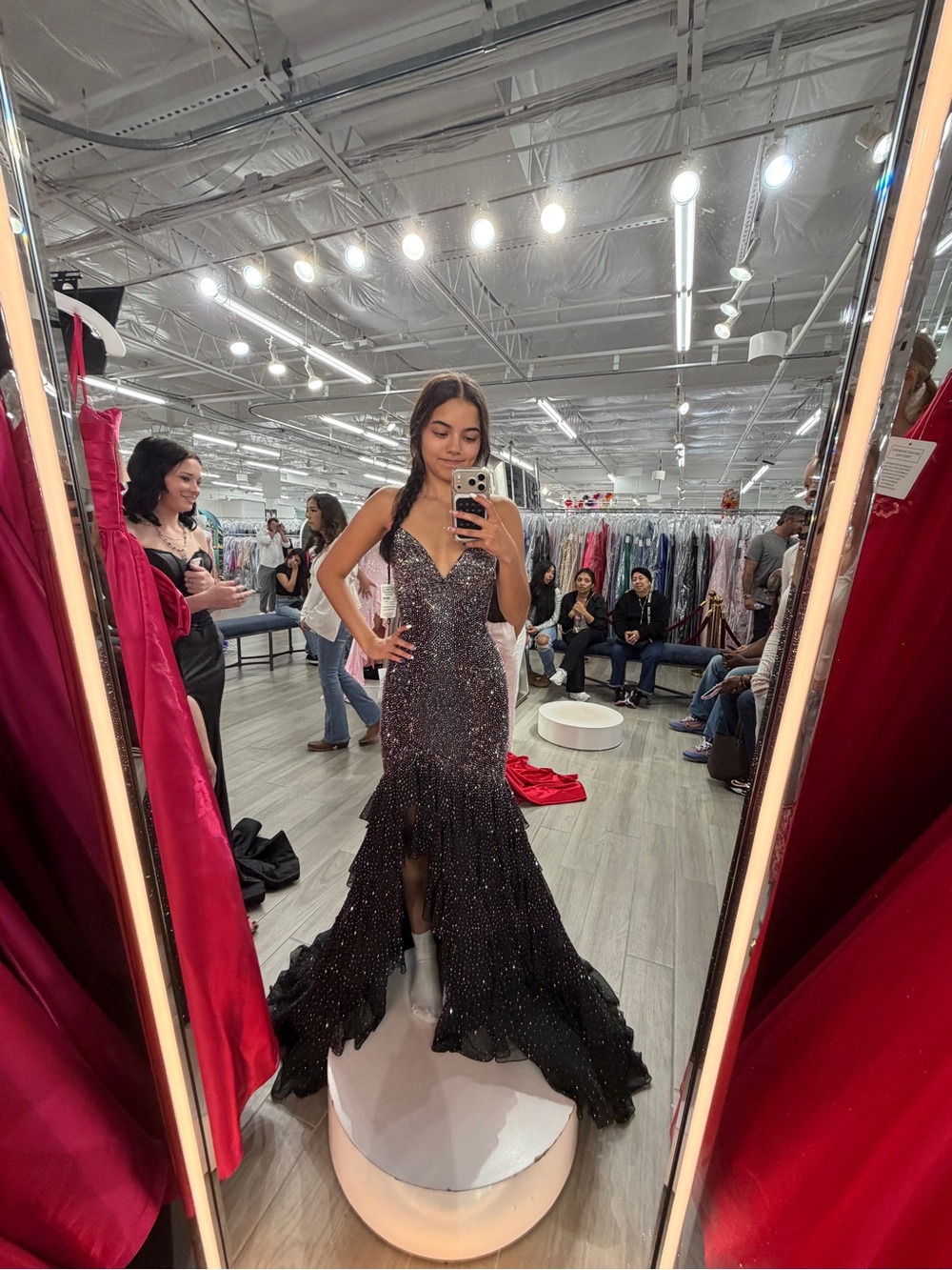 Black prom dress with silver rhinestones